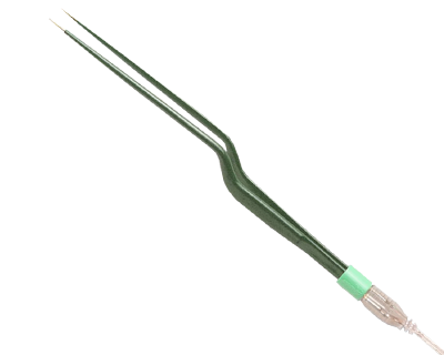 Bipolar forceps with fine tips and cable connector