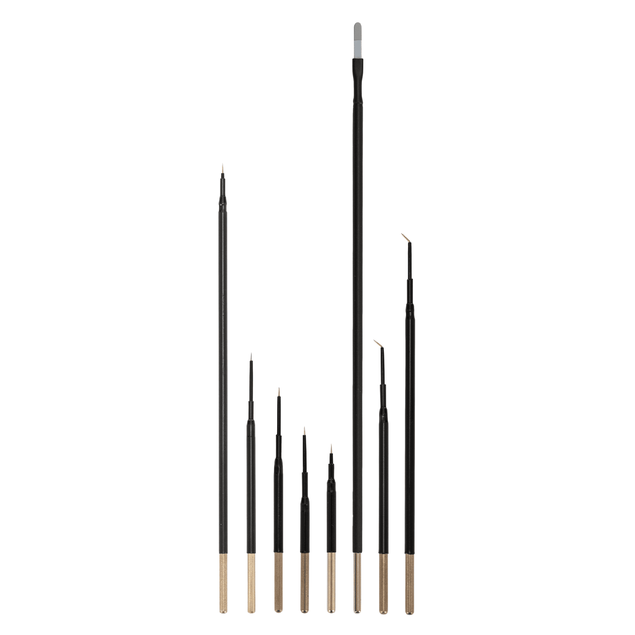 A set of straight and bent-tip microdissection needles and an electrode blade